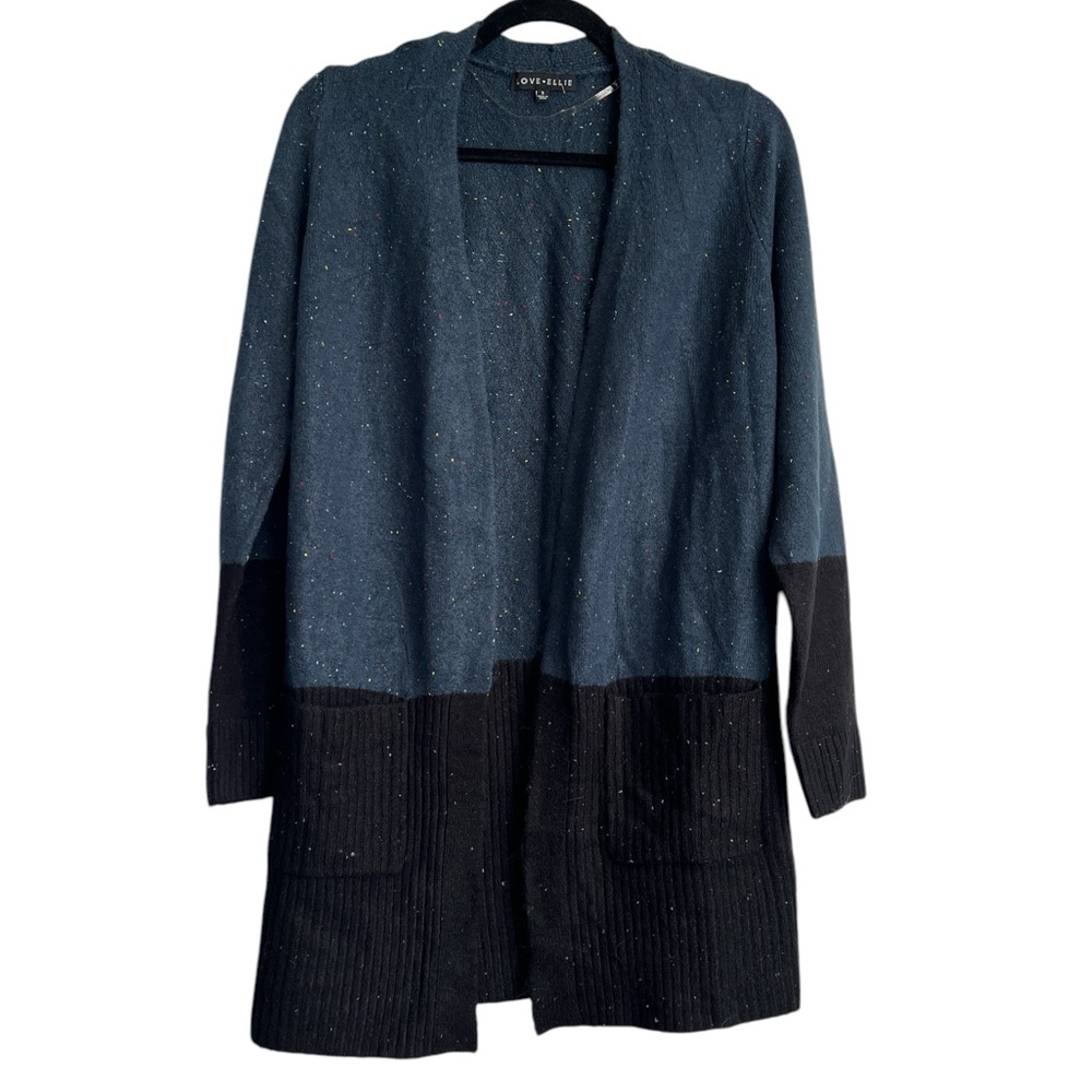 LOVE Elle Color Block Long Open‎ Front Cardigan Sweater S